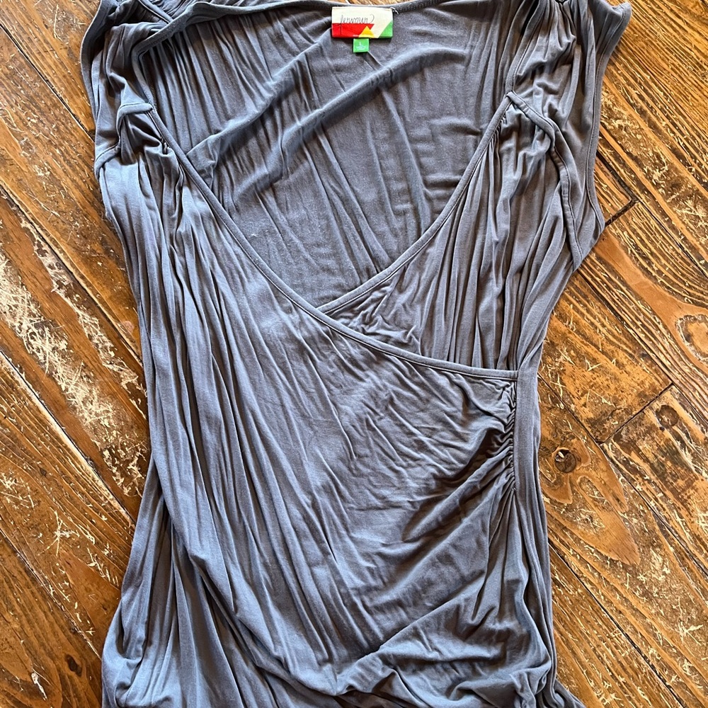Mock Wrap T Gray Size L LOW CUT